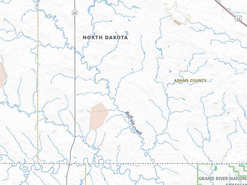 Radar-estimated hail-size map of the storm over Hettinger, ND on Jun 2, 2026