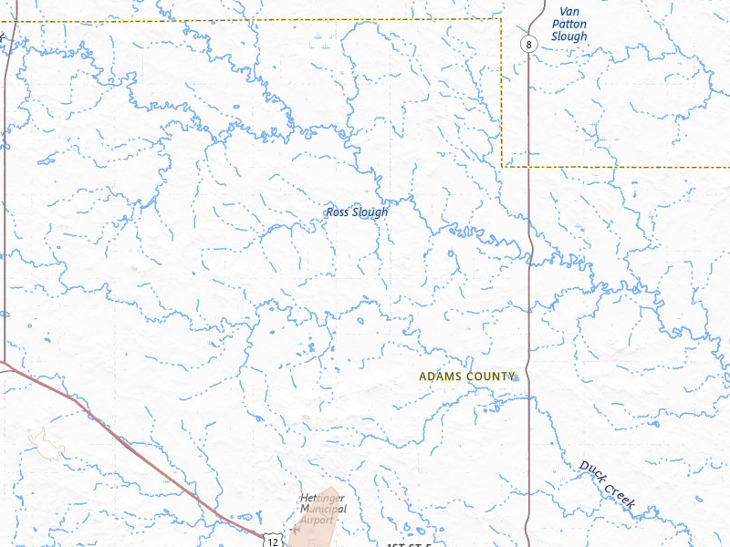Radar-estimated hail-size map of the storm over Hettinger, ND on Jun 29, 2026