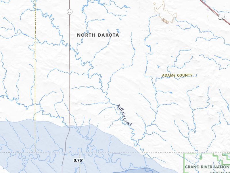 NEXRAD radar-signature map of the hail storm over Hettinger, ND on Jul 9, 2026