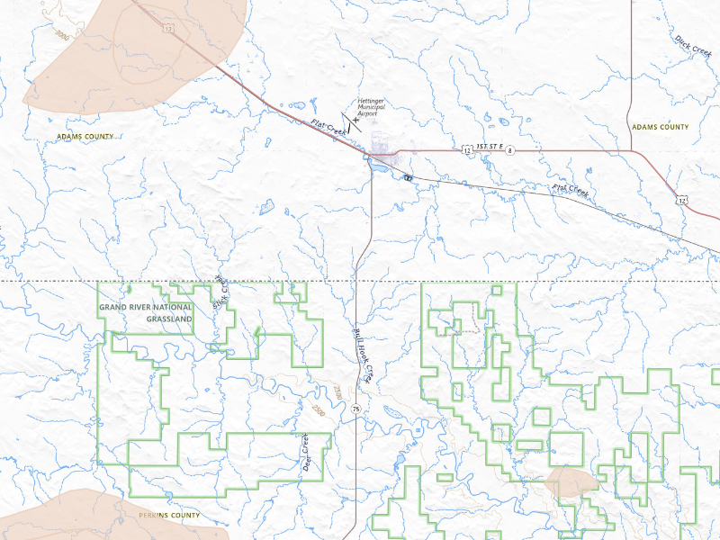 Radar-estimated hail-size map of the storm over Hettinger, ND on Sep 23, 2026