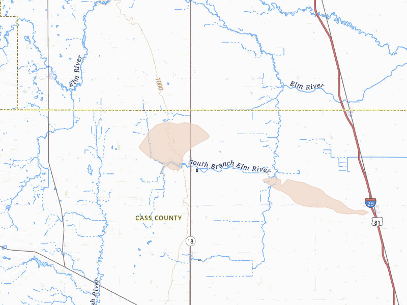 Radar-estimated hail-size map of the storm over Hunter, ND on Aug 17, 2026