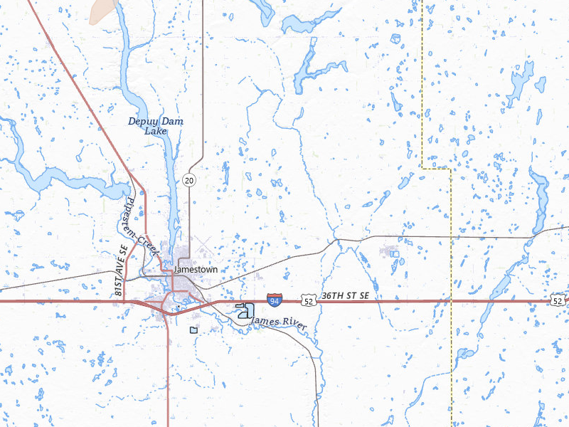 Radar-estimated hail-size map of the storm over Jamestown, ND on Jun 29, 2026