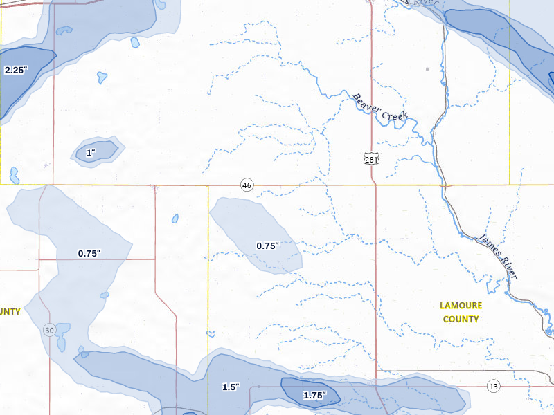 NEXRAD radar-signature map of the hail storm over Jud, ND on Aug 11, 2026