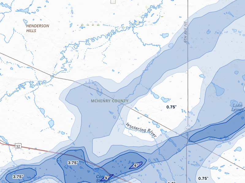 NEXRAD radar-signature map of the hail storm over Karlsruhe, ND on Jun 28, 2026