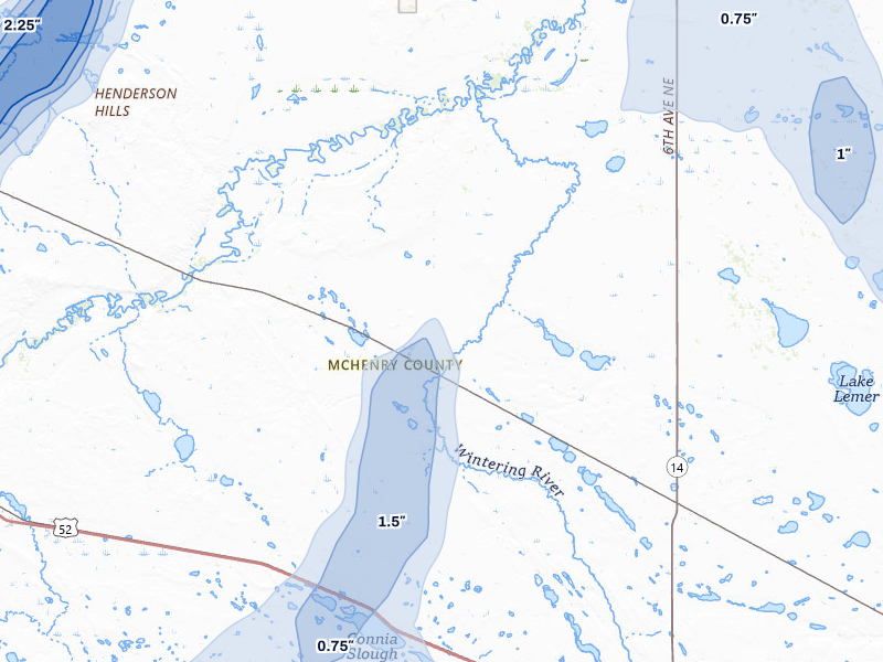 NEXRAD radar-signature map of the hail storm over Karlsruhe, ND on Jun 29, 2026