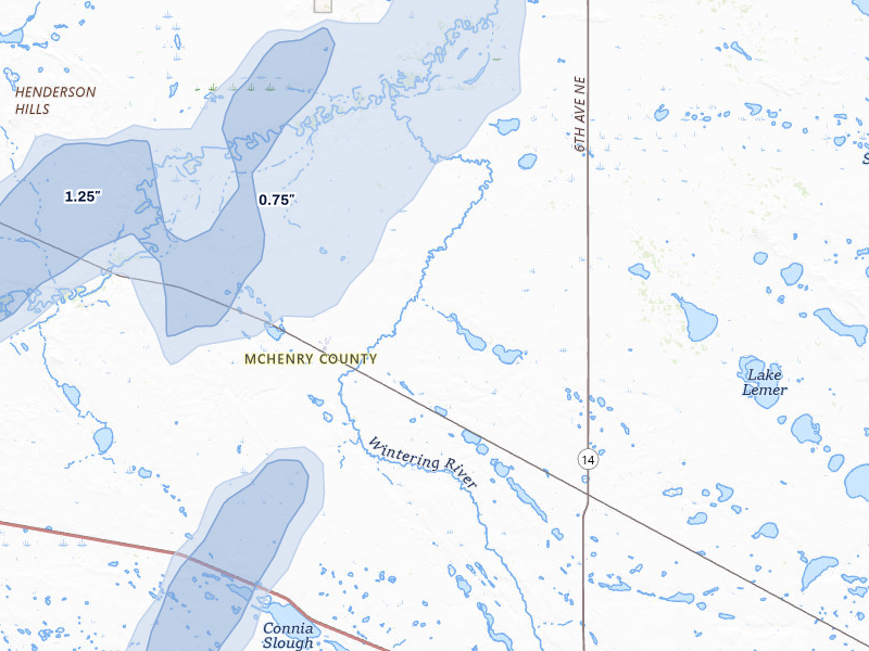 NEXRAD radar-signature map of the hail storm over Karlsruhe, ND on Sep 6, 2026