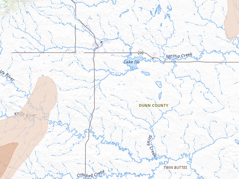 Radar-estimated hail-size map of the storm over Killdeer, ND on Jun 7, 2026