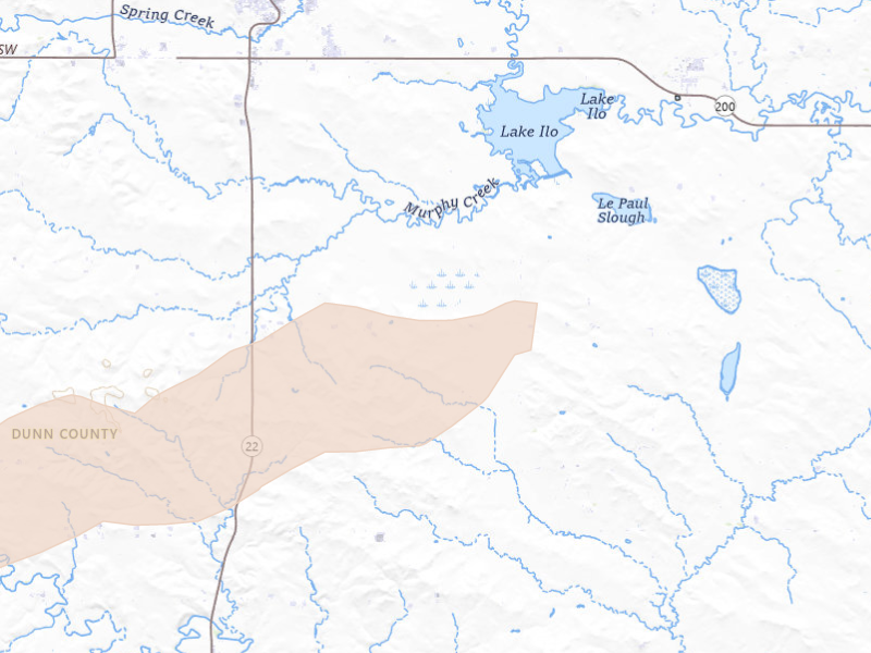 Radar-estimated hail-size map of the storm over Killdeer, ND on Sep 27, 2026