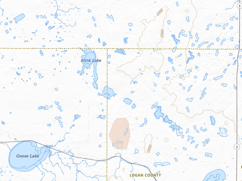 Radar-estimated hail-size map of the storm over Kintyre, ND on Sep 2, 2026