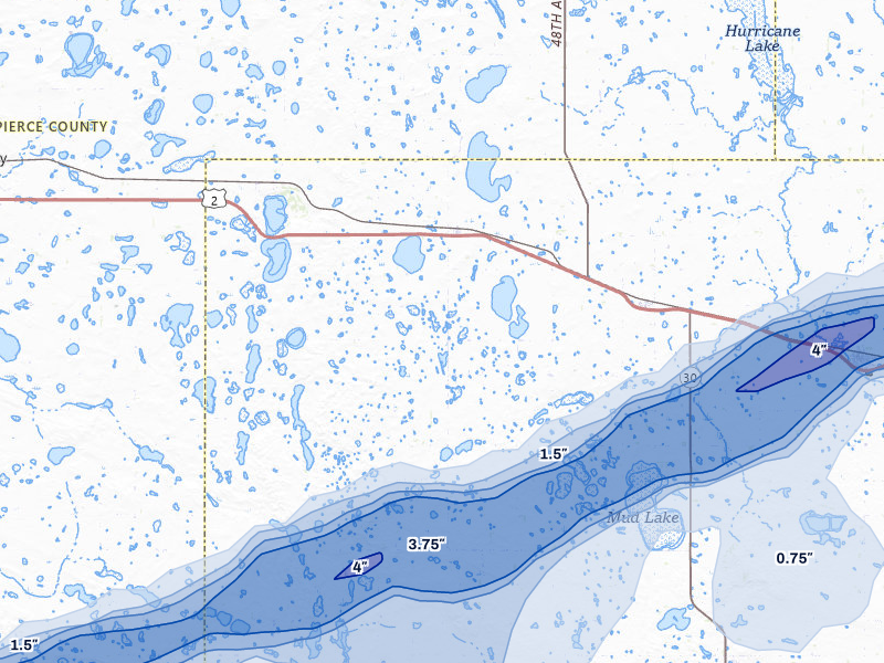 NEXRAD radar-signature map of the hail storm over Knox, ND on Jun 28, 2026