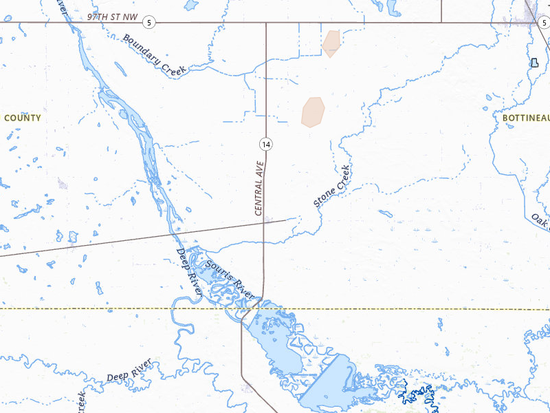 Radar-estimated hail-size map of the storm over Kramer, ND on Jun 2, 2026