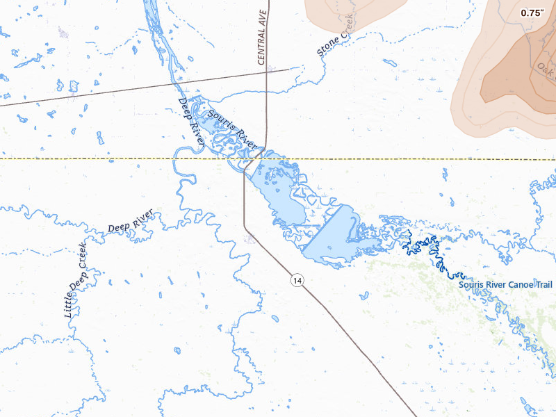 Radar-estimated hail-size map of the storm over Kramer, ND on Sep 5, 2026
