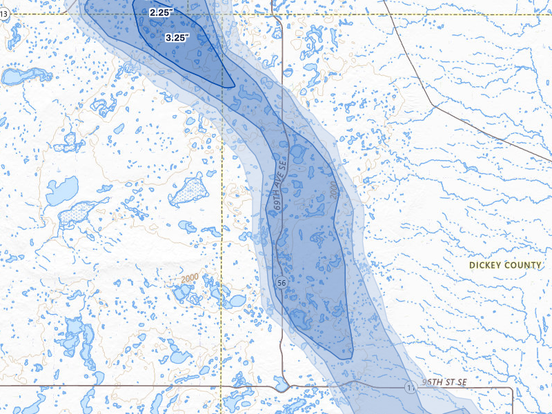 NEXRAD radar-signature map of the hail storm over Kulm, ND on Aug 11, 2026