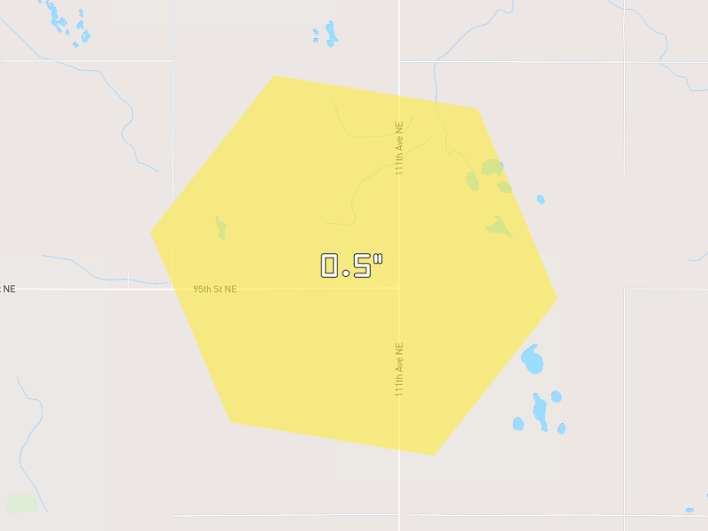 Hail map of Langdon, ND on Jun 3, 2026, hail up to 0.5"