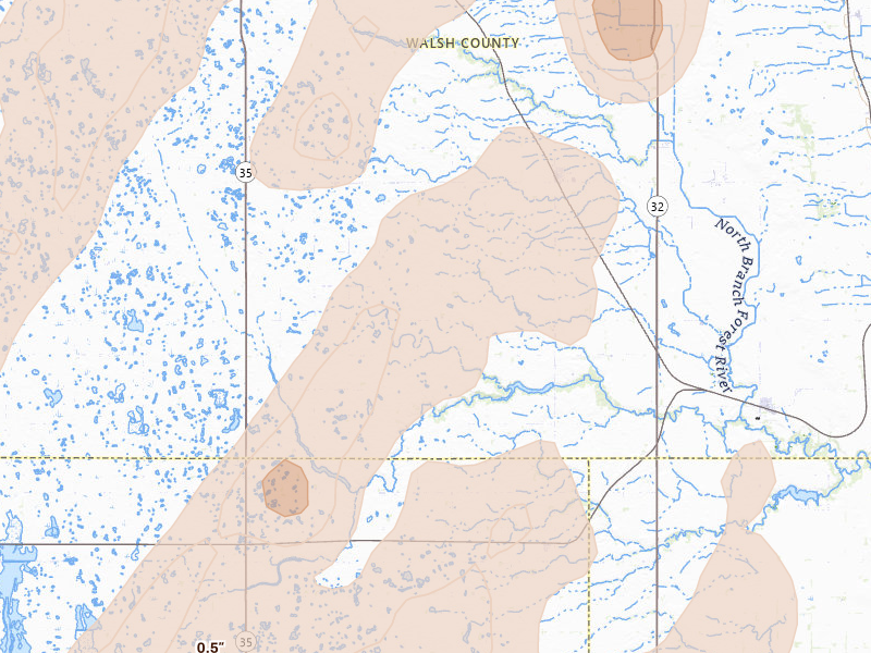 Radar-estimated hail-size map of the storm over Lankin, ND on Jun 2, 2026