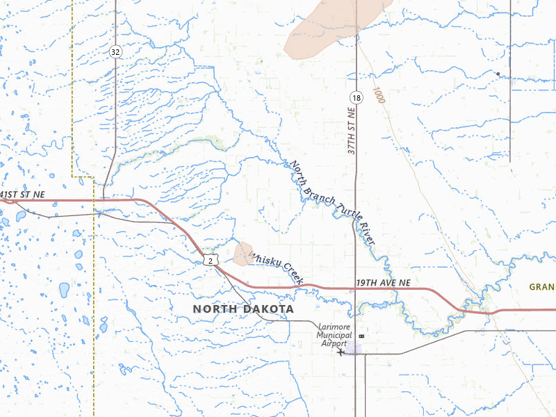 Radar-estimated hail-size map of the storm over Larimore, ND