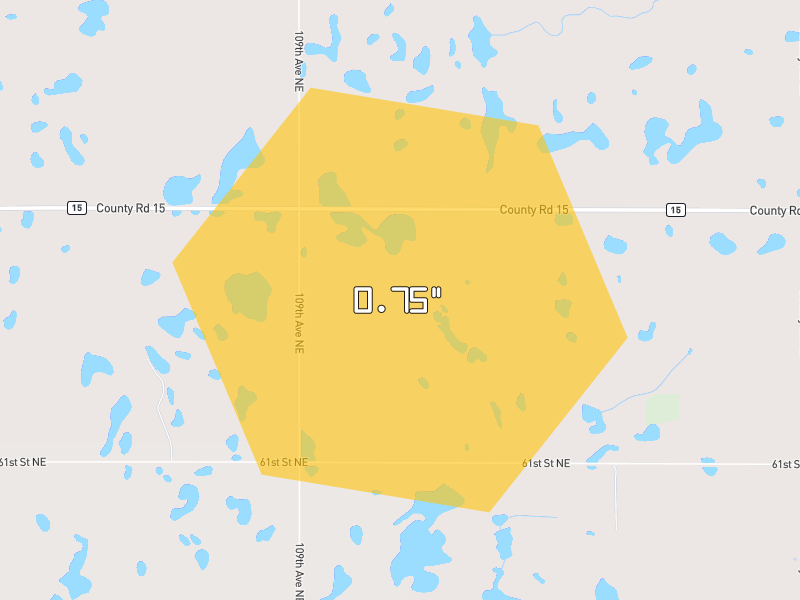 Hail map of Lawton, ND on Jun 3, 2026, hail up to 0.75"