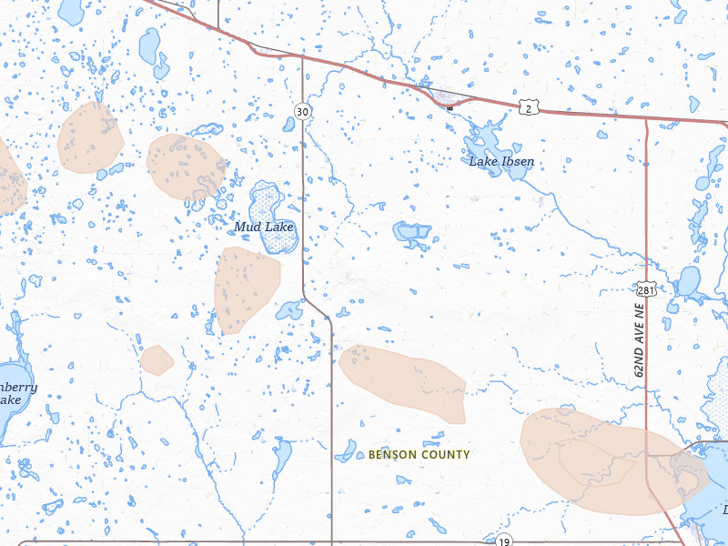 Radar-estimated hail-size map of the storm over Leeds, ND on Aug 23, 2026