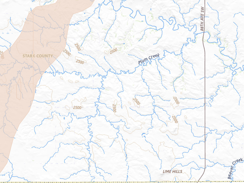 Radar-estimated hail-size map of the storm over Lefor, ND on Jun 9, 2026