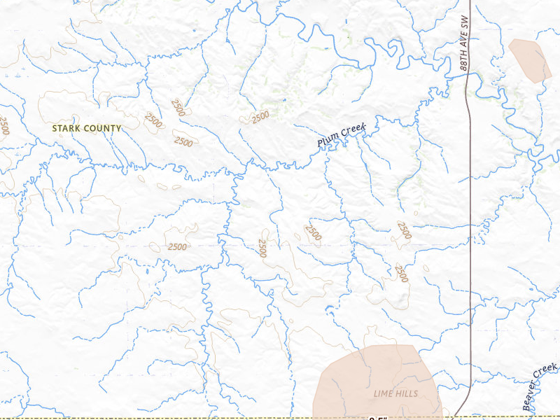 Radar-estimated hail-size map of the storm over Lefor, ND on Jun 27, 2026