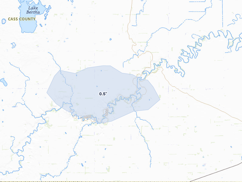 NEXRAD radar-signature map of the hail storm over Leonard, ND on May 26, 2026