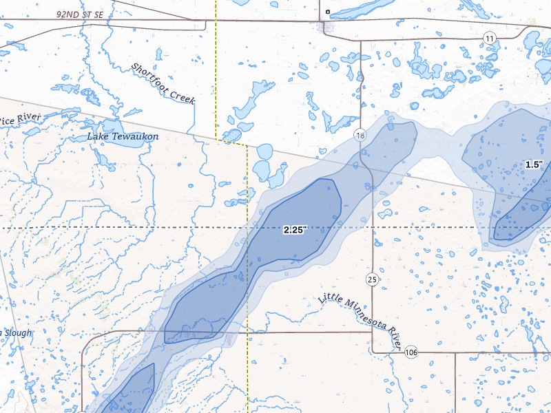 NEXRAD radar-signature map of the hail storm over Lidgerwood, ND on Jun 29, 2026