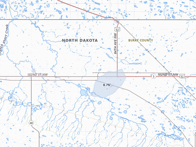 NEXRAD radar-signature map of the hail storm over Lignite, ND on Jun 6, 2026