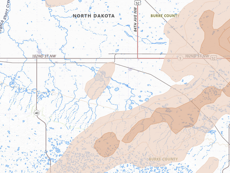 Radar-estimated hail-size map of the storm over Lignite, ND