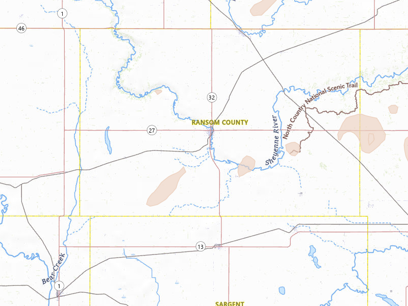 Radar-estimated hail-size map of the storm over Lisbon, ND on Jul 30, 2026