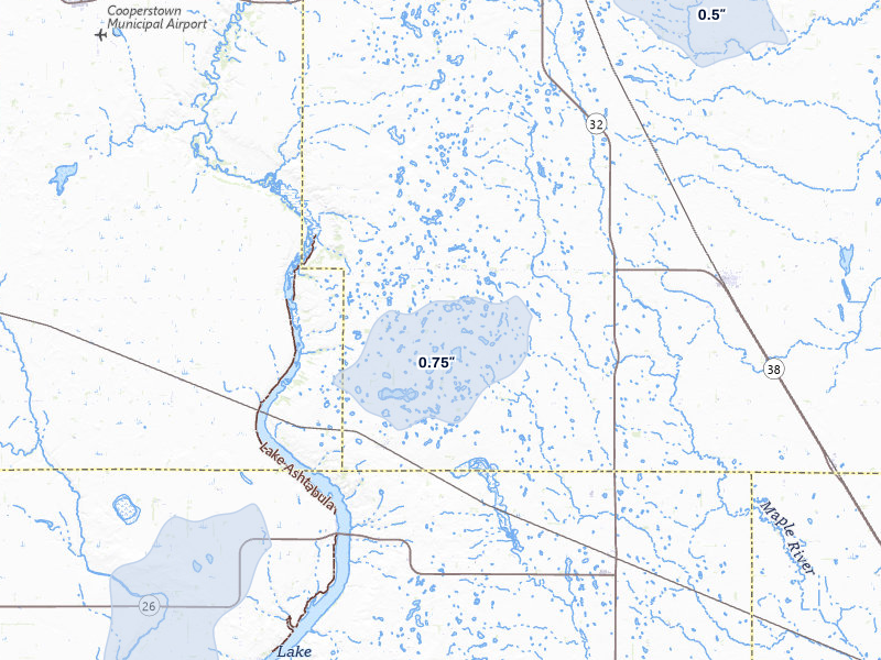 NEXRAD radar-signature map of the hail storm over Luverne, ND on Jun 29, 2026