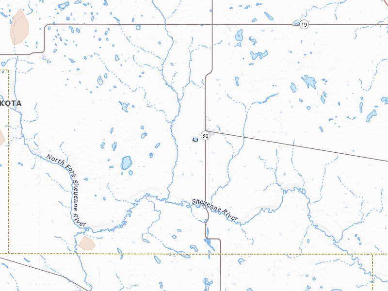 Radar-estimated hail-size map of the storm over Maddock, ND on Jun 9, 2026