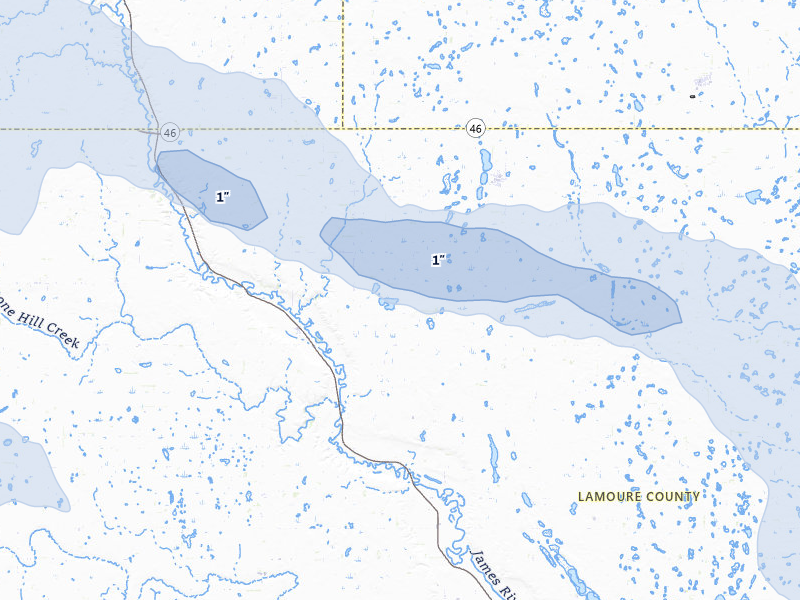 NEXRAD radar-signature map of the hail storm over Marion, ND on Jul 24, 2026
