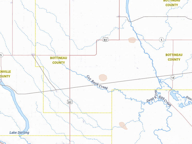 Radar-estimated hail-size map of the storm over Maxbass, ND on Jun 7, 2026