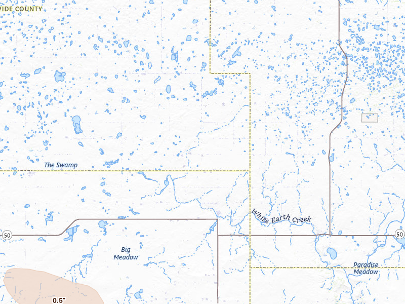 Radar-estimated hail-size map of the storm over Mcgregor, ND on Jun 27, 2026