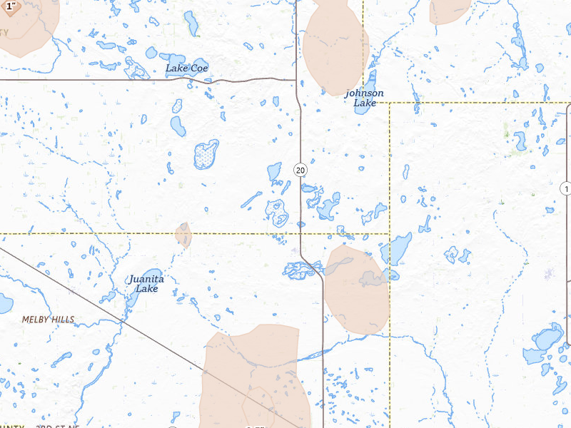 Radar-estimated hail-size map of the storm over Mchenry, ND on Jun 9, 2026