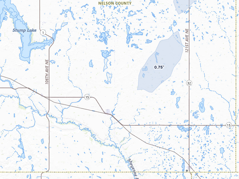 NEXRAD radar-signature map of the hail storm over Mcville, ND on Apr 22, 2026