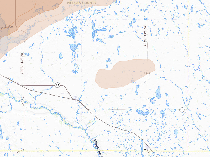 Radar-estimated hail-size map of the storm over Mcville, ND on Aug 24, 2026