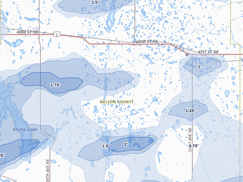 NEXRAD radar-signature map of the hail storm over Michigan, ND on Aug 2, 2026