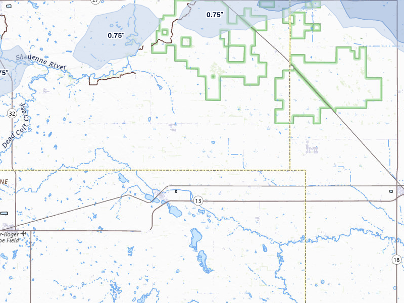 NEXRAD radar-signature map of the hail storm over Milnor, ND on Jul 30, 2026