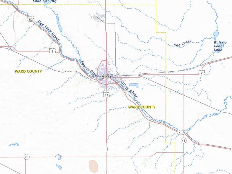 Radar-estimated hail-size map of the storm over Minot, ND on Jun 9, 2026