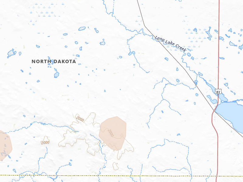 Radar-estimated hail-size map of the storm over Moffit, ND on Jun 2, 2026