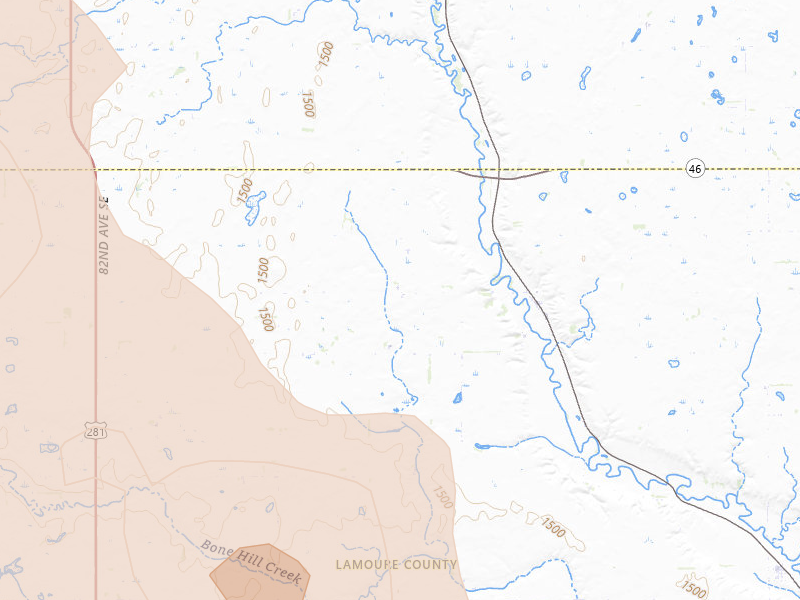 Radar-estimated hail-size map of the storm over Montpelier, ND on Jul 9, 2026