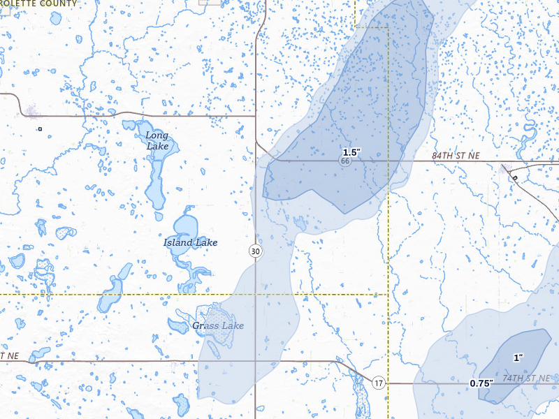 NEXRAD radar-signature map of the hail storm over Mylo, ND on Jun 29, 2026