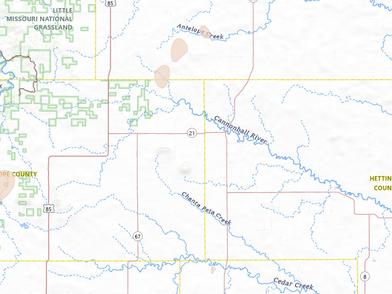 Radar-estimated hail-size map of the storm over New England, ND on Jun 2, 2026