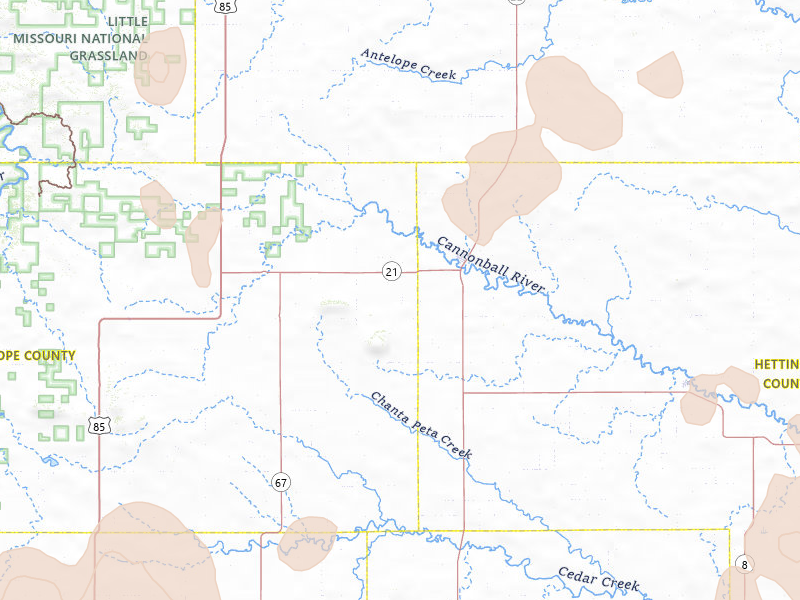 Radar-estimated hail-size map of the storm over New England, ND on Jun 27, 2026