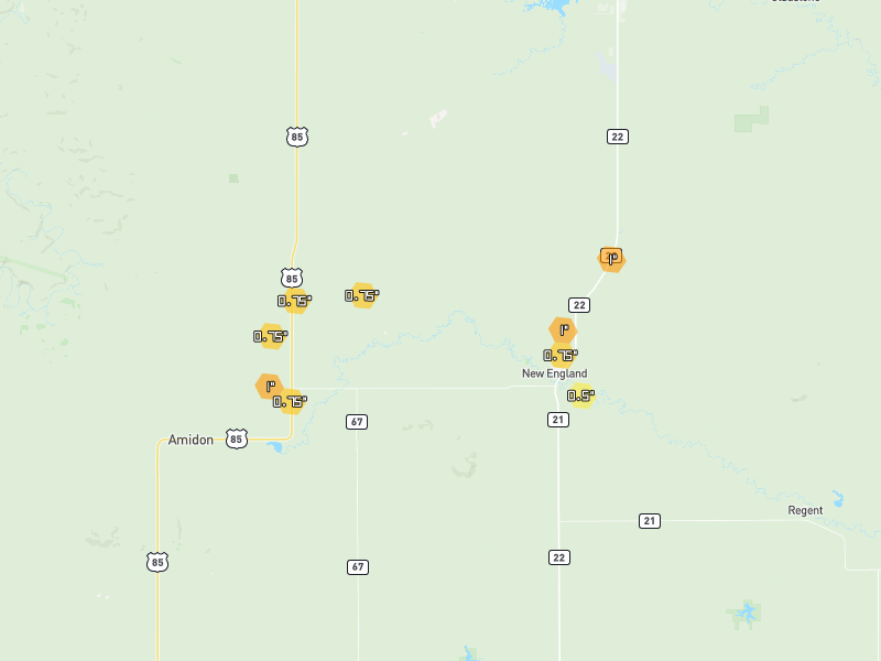 Hail map of New England, ND on Jun 28, 2026, hail up to 1"