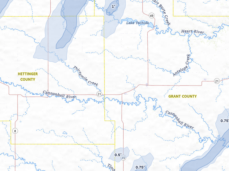 NEXRAD radar-signature map of the hail storm over New Leipzig, ND on Jun 9, 2026