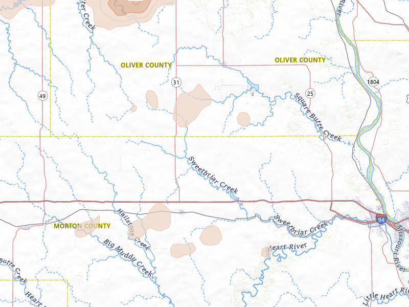 Radar-estimated hail-size map of the storm over New Salem, ND on Aug 30, 2026