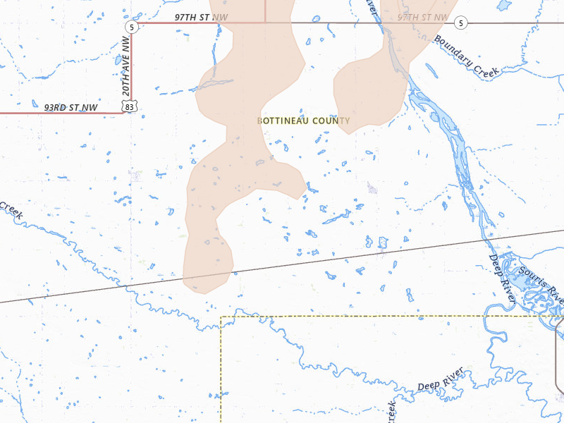 Radar-estimated hail-size map of the storm over Newburg, ND on Jun 6, 2026