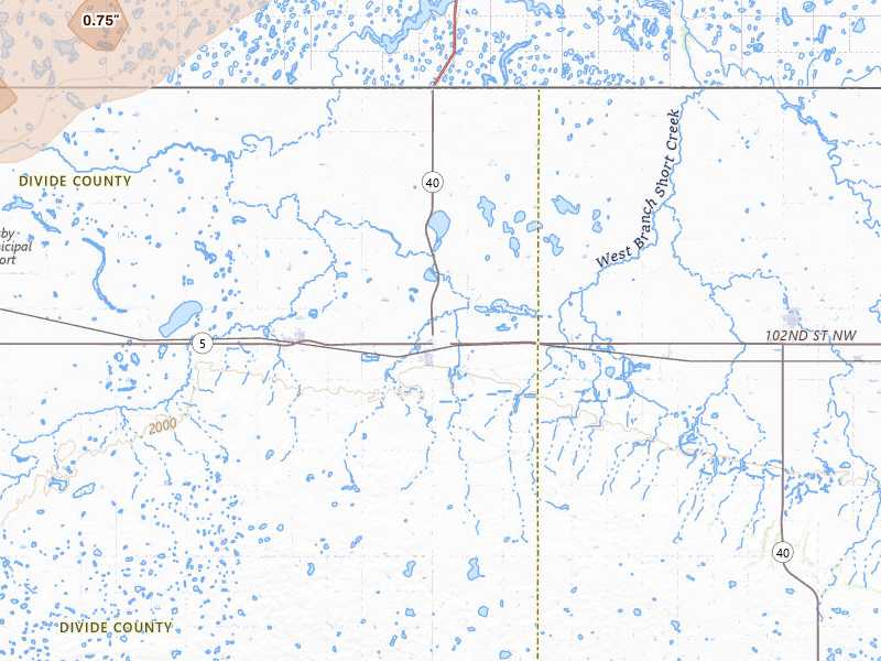 Radar-estimated hail-size map of the storm over Noonan, ND on Jun 6, 2026